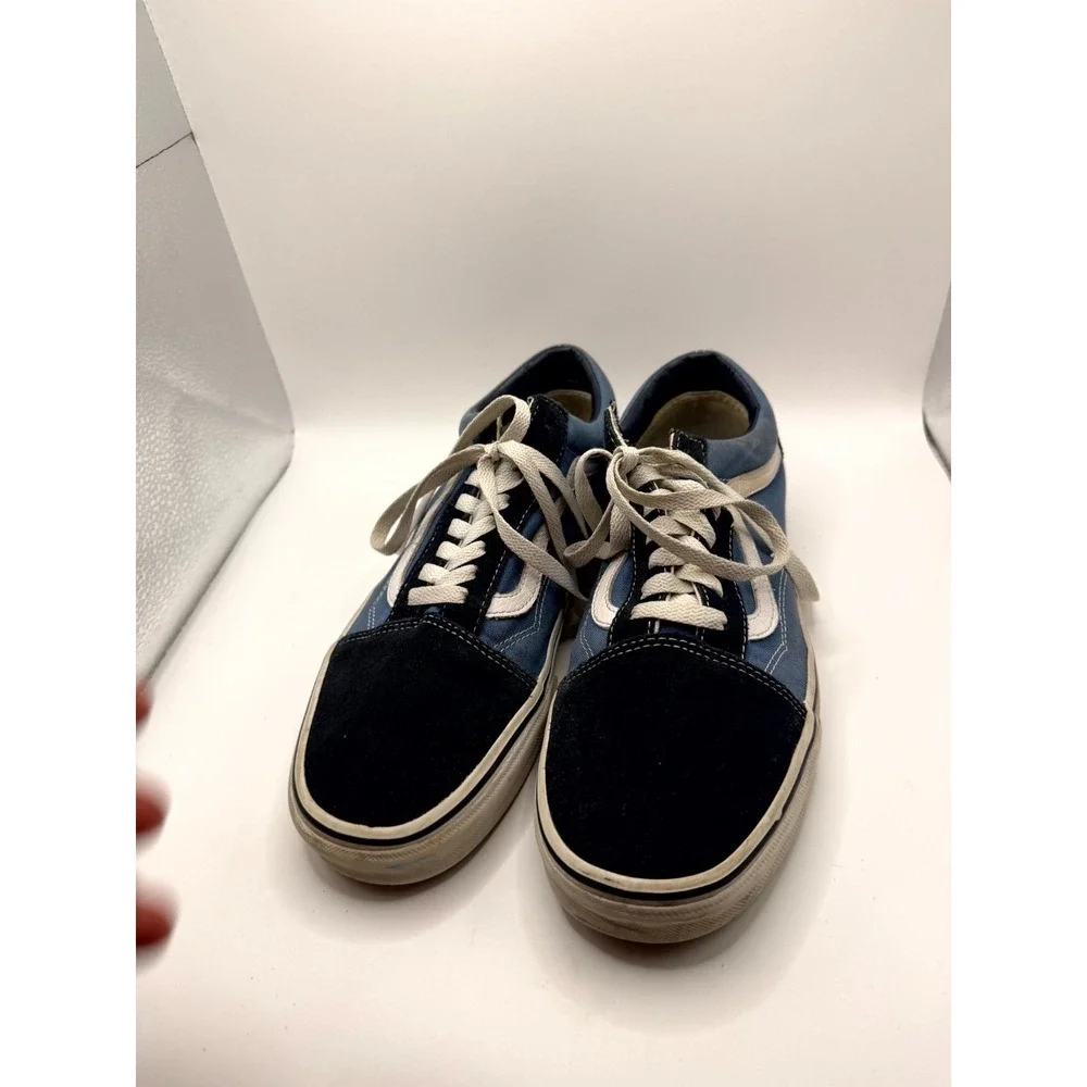 VANS Old Skool Mens 9 Sneakers Navy Canvas Low Top Lace Up Skateboard‎ Shoes